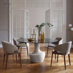 Solid Wood Frame and Linen Dining Chair - Elegant Seating for Your Dining Space