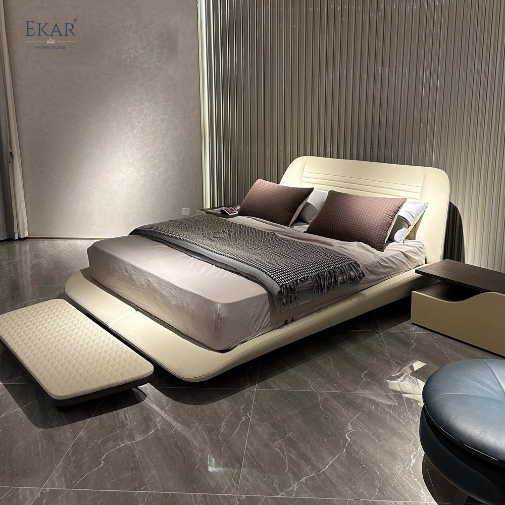 Deep Mocha Bed with Fluorocarbon Painted Metal Legs