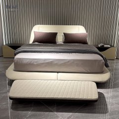 Deep Mocha Bed with Fluorocarbon Painted Metal Legs