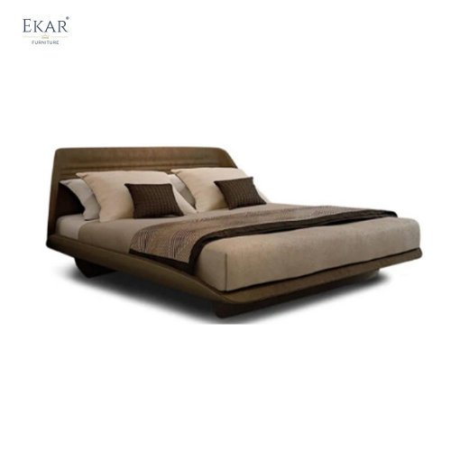 Deep Mocha Bed with Fluorocarbon Painted Metal Legs