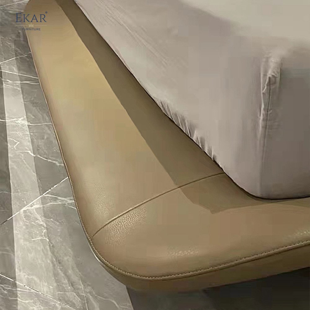 Deep Mocha Bed with Fluorocarbon Painted Metal Legs