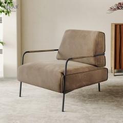Plush Fabric Upholstered Lounge Chair with Sturdy Metal Legs