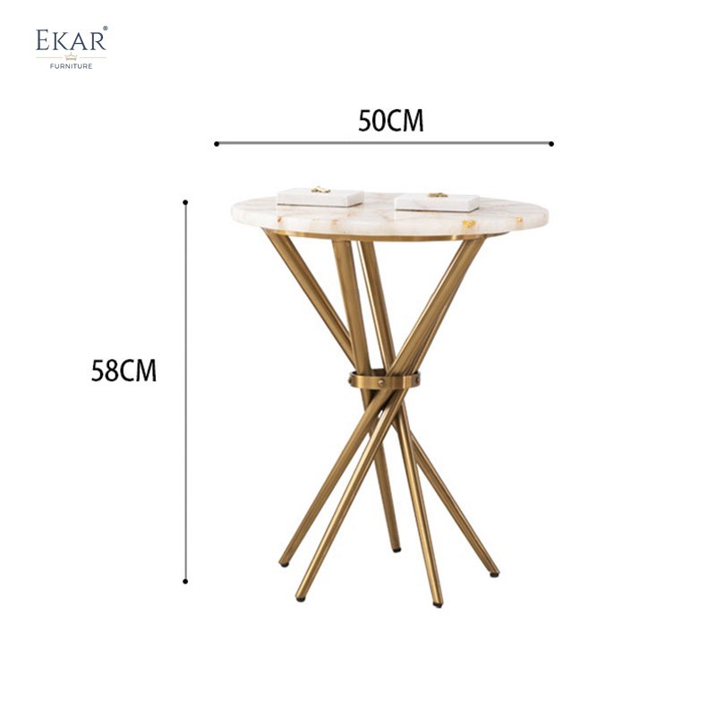 Modern Marble Top Corner Table with Metal Legs