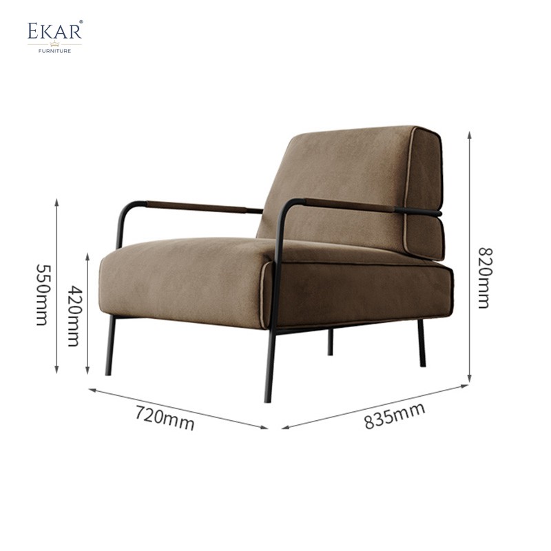 Plush Fabric Upholstered Lounge Chair with Sturdy Metal Legs