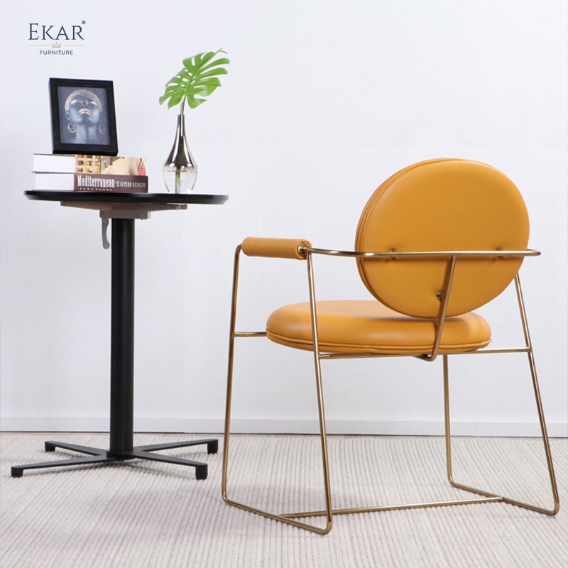 Faux Leather and Stainless Steel Creative Dining Chair - Contemporary Comfort and Design Excellence