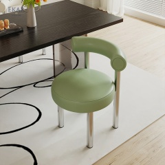 Faux Leather Dining Chair with Stainless Steel Legs - Modern Elegance for Your Dining Space