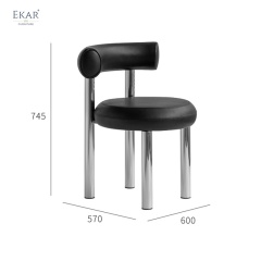 Faux Leather Dining Chair with Stainless Steel Legs - Modern Elegance for Your Dining Space