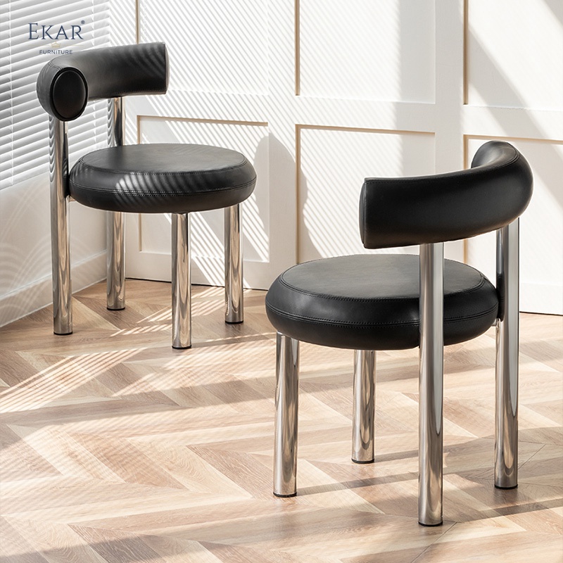 Faux Leather Dining Chair with Stainless Steel Legs - Modern Elegance for Your Dining Space