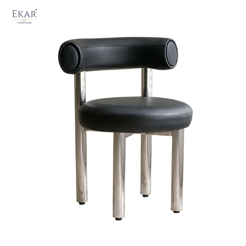 Faux Leather Dining Chair with Stainless Steel Legs - Modern Elegance for Your Dining Space