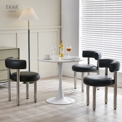 Faux Leather Dining Chair with Stainless Steel Legs - Modern Elegance for Your Dining Space