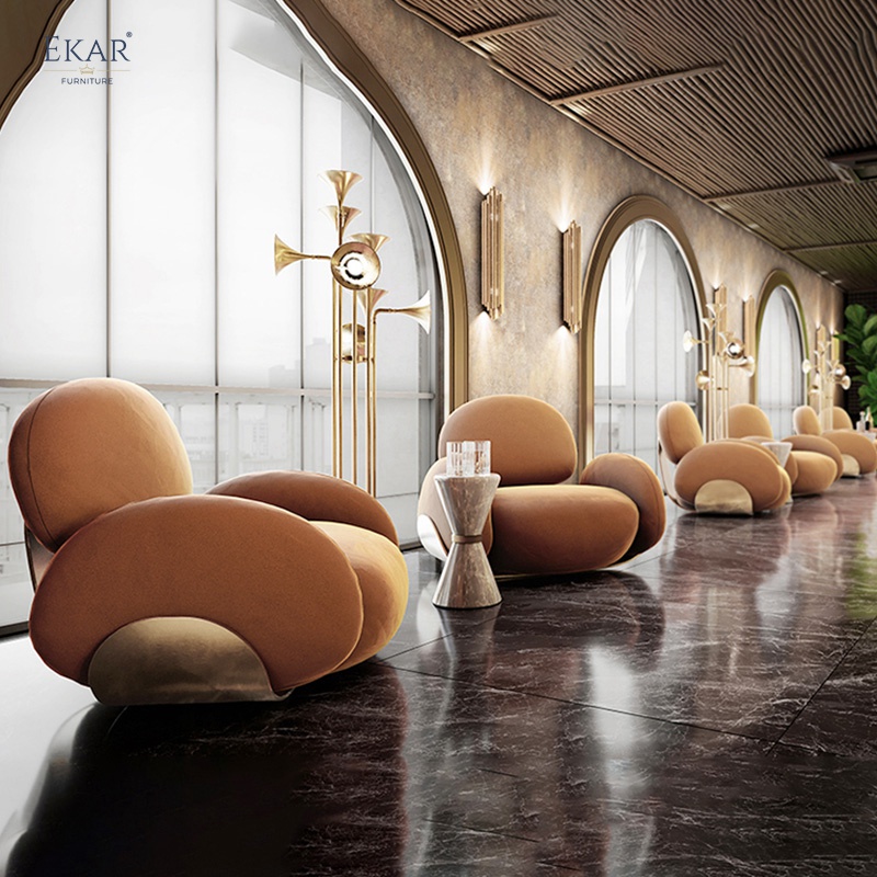 Creative Plush Fabric Lounge Chair - Cozy Comfort and Unique Design