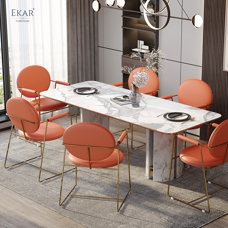 Faux Leather and Stainless Steel Creative Dining Chair - Contemporary Comfort and Design Excellence