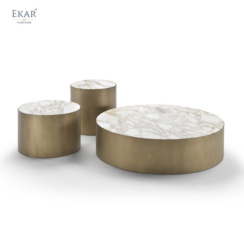 Stainless Steel Brushed Finish Coffee Table with Stone-Like Resilience