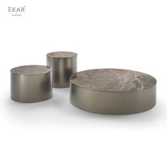 Stainless Steel Brushed Finish Coffee Table with Stone-Like Resilience