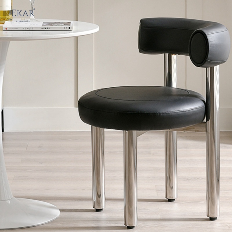 Faux Leather Dining Chair with Stainless Steel Legs - Modern Elegance for Your Dining Space