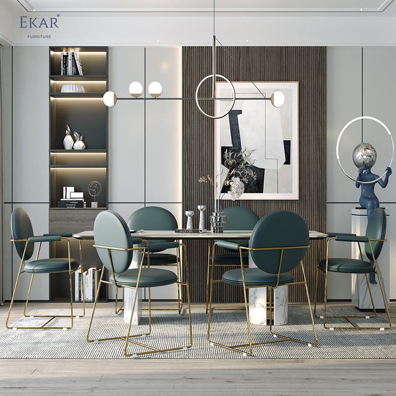 Faux Leather and Stainless Steel Creative Dining Chair - Contemporary Comfort and Design Excellence