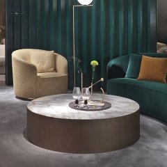 Stainless Steel Brushed Finish Coffee Table with Stone-Like Resilience