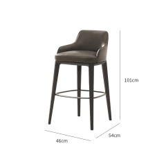 Metal Frame Bar Stool with Genuine Leather Seat - Sleek Style and Exceptional Comfort