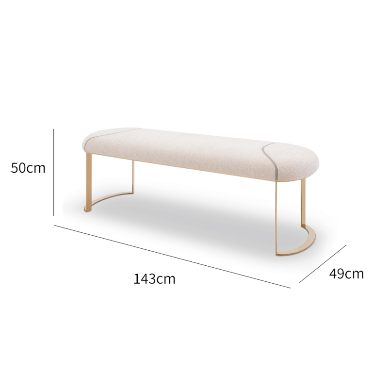 Modern simple furniture velvet hardware leg bench