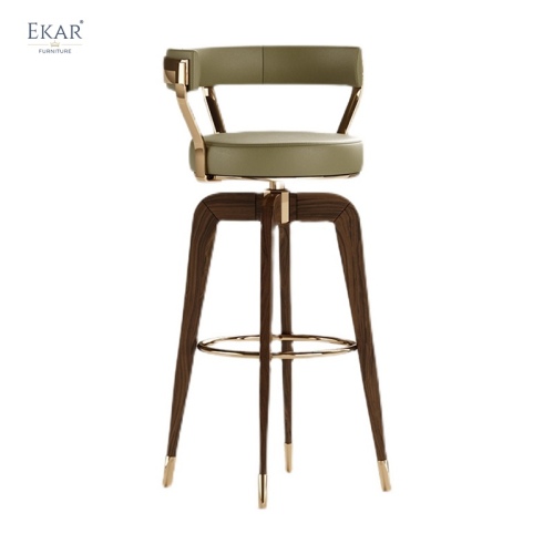 High-Fabric Bar Stool with Backrest and Sturdy Metal Legs - Modern Comfort for Your Bar Area