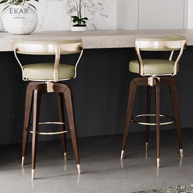 High-Fabric Bar Stool with Backrest and Sturdy Metal Legs - Modern Comfort for Your Bar Area