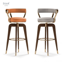 High-Fabric Bar Stool with Backrest and Sturdy Metal Legs - Modern Comfort for Your Bar Area