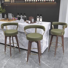 High-Fabric Bar Stool with Backrest and Sturdy Metal Legs - Modern Comfort for Your Bar Area