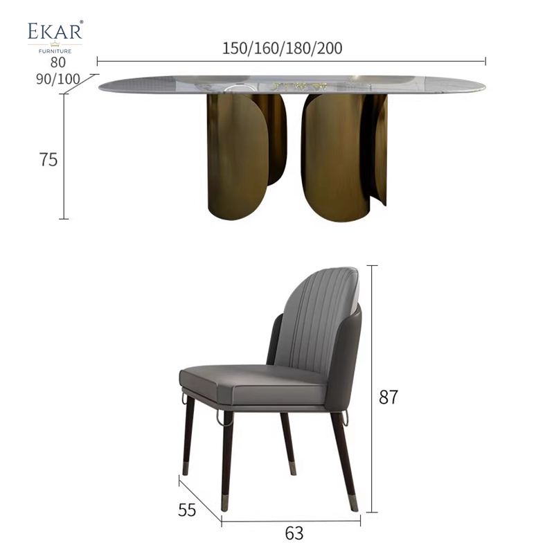 Marble Top Dining Table with Sturdy Metal Legs - Elegance Meets Durability