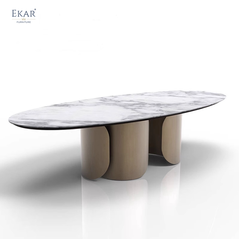 Marble Top Dining Table with Sturdy Metal Legs - Elegance Meets Durability