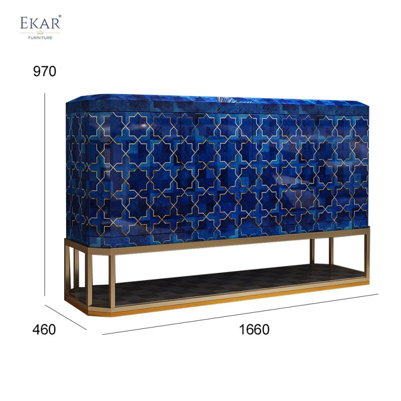 EKAR FURNITURE Modern Entryway Console with Metal Legs, Cabinet Doors, and Drawers