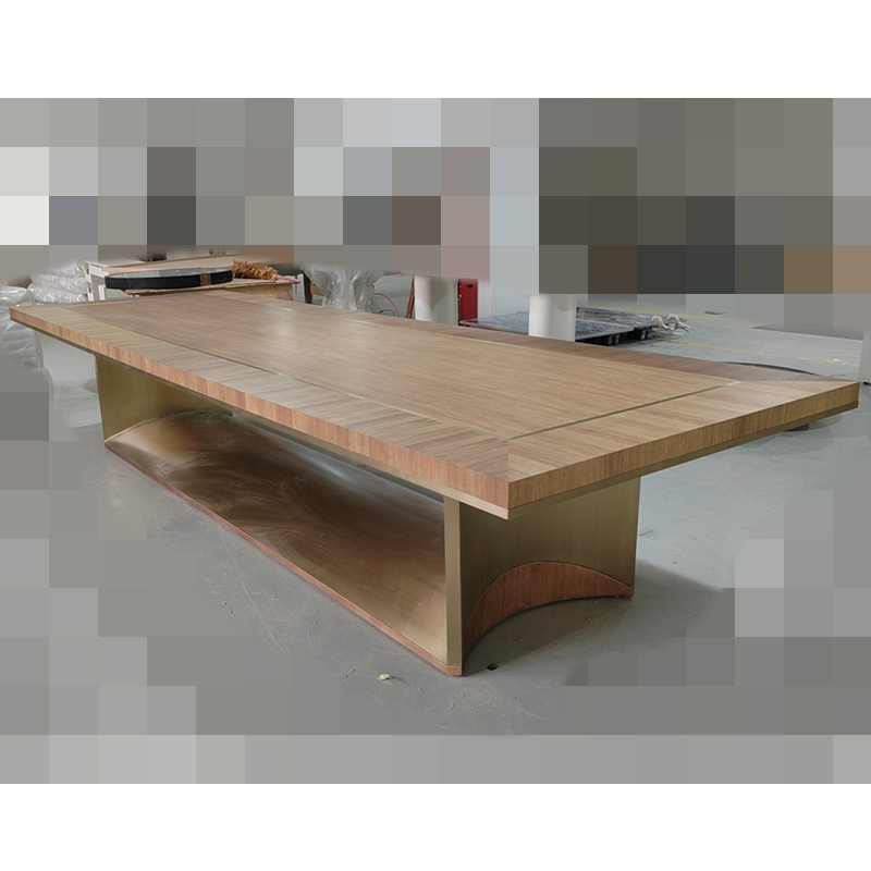 EKAR FURNITURE Stainless Steel Titanium Gold and Walnut Dining Table - A Fusion of Elegance and Modern Design