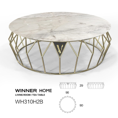 Marble and Metal Corner Coffee Table