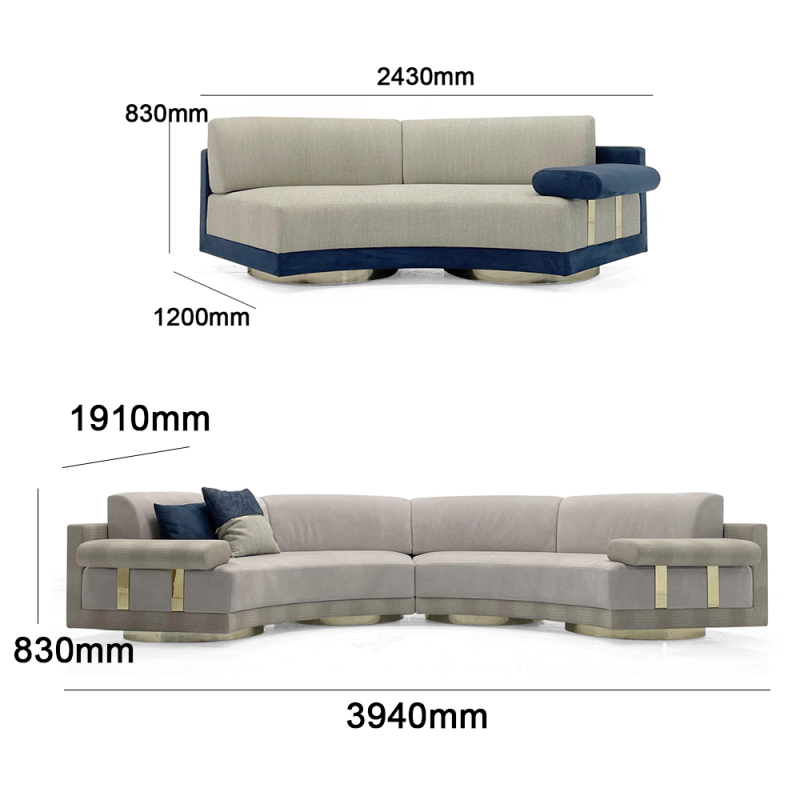 Minimalist Curved Fabric Sofa