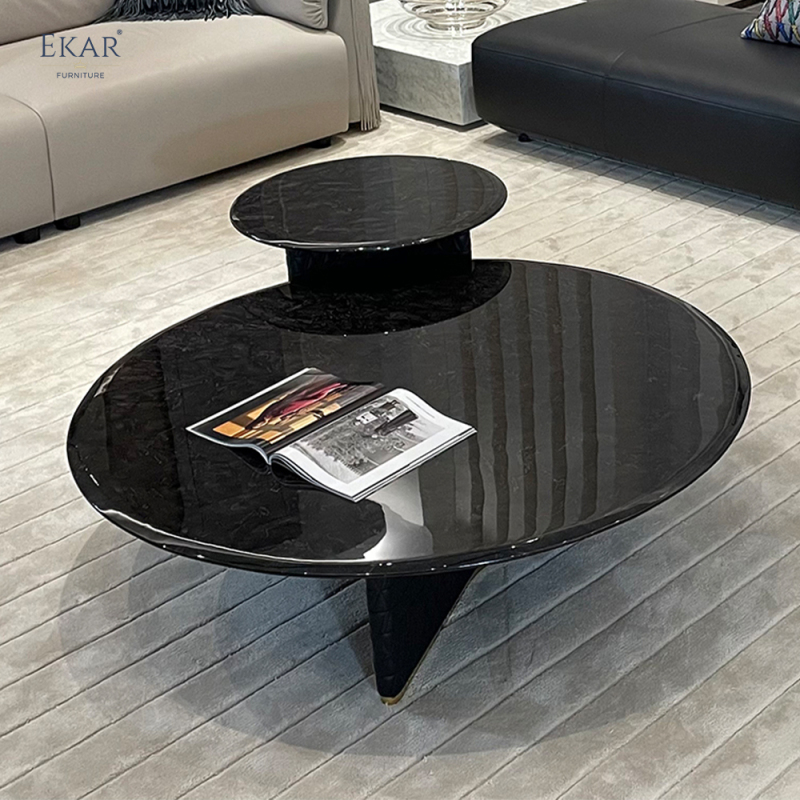Light luxury high and low marble combination coffee table
