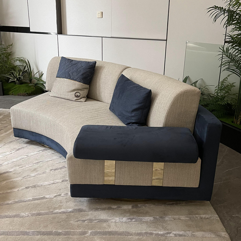 Minimalist Curved Fabric Sofa