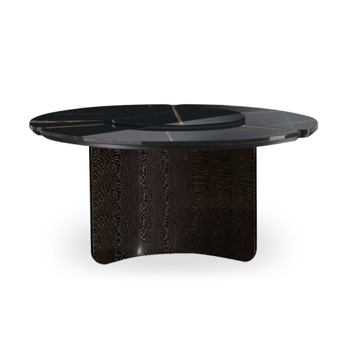 Round marble turntable dining table