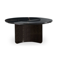 Round marble turntable dining table