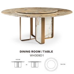 European modern style furniture marble restaurant dining table with turntable