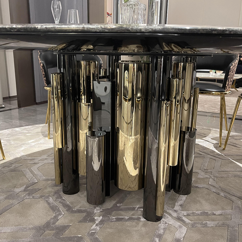 Restaurant marble crystal steel leg dining table