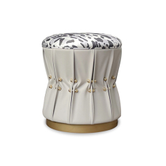 Dressing Stool Upholstered in Leather and Beaded Hardware ​