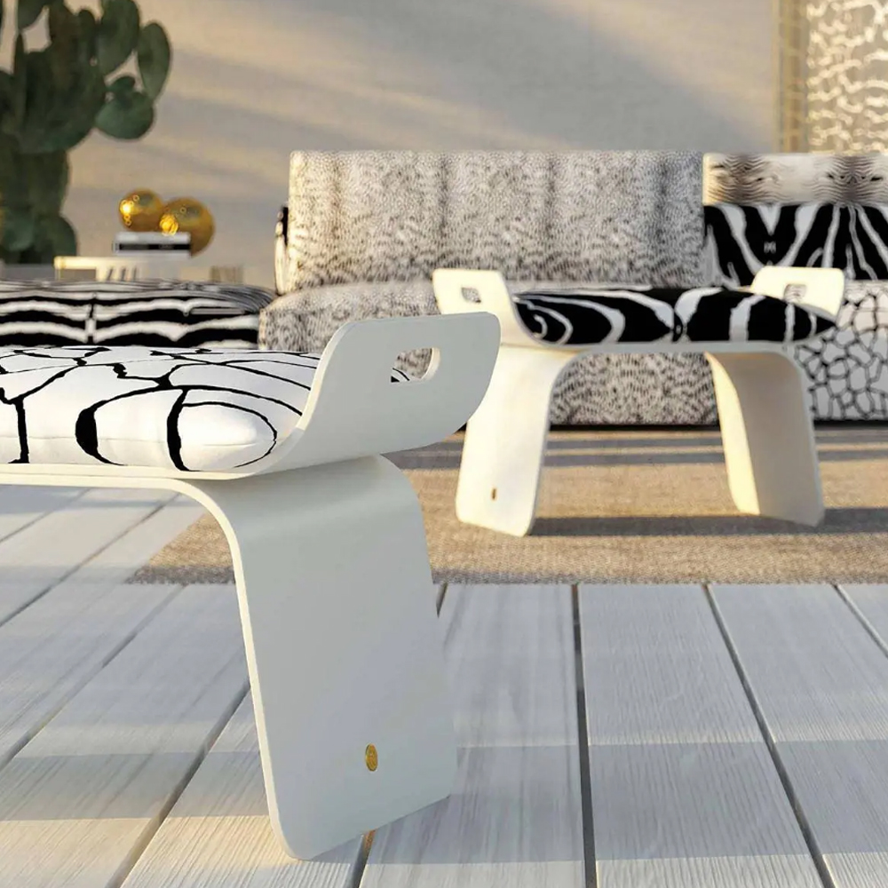 EKAR FURNITURE Modern Bedroom Furniture Design - Distressed Gold Foil Dressing Stool