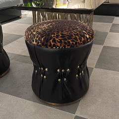 Dressing Stool Upholstered in Leather and Beaded Hardware ​