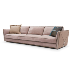 Modern luxury design living room furniture wide seat wood leather sofa