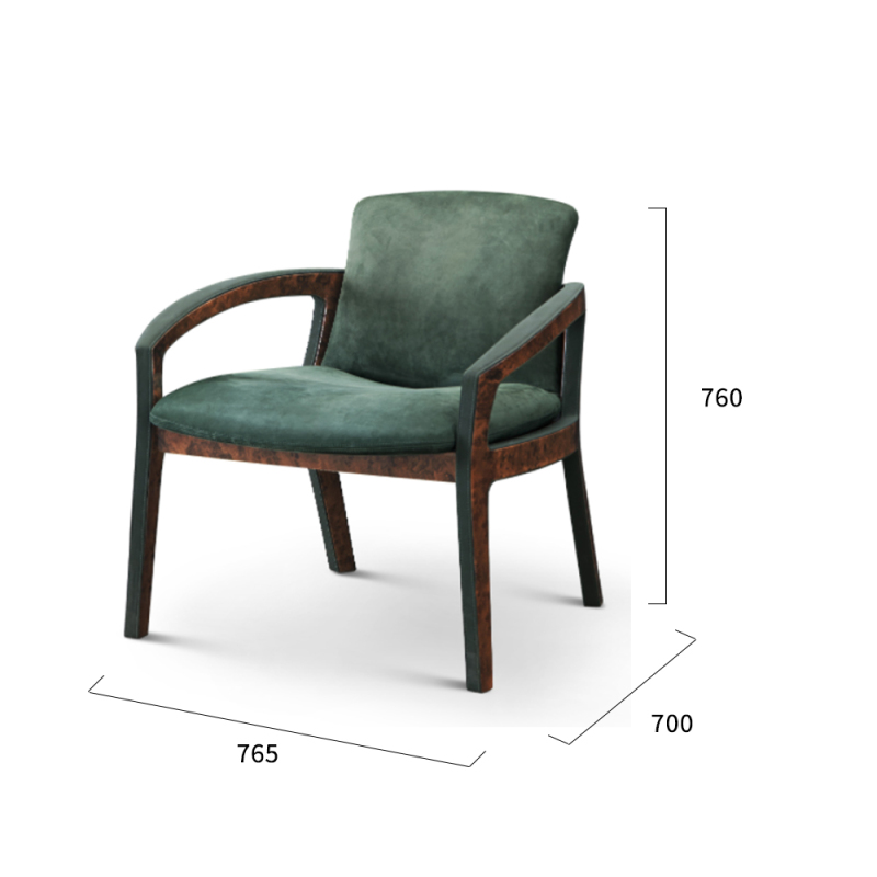 Wooden Legs Fabric Seat Cushion Leisure Chair