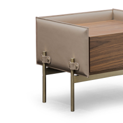 EKAR Modern Furniture - Wood Veneer Metal Hardware Bedside Table