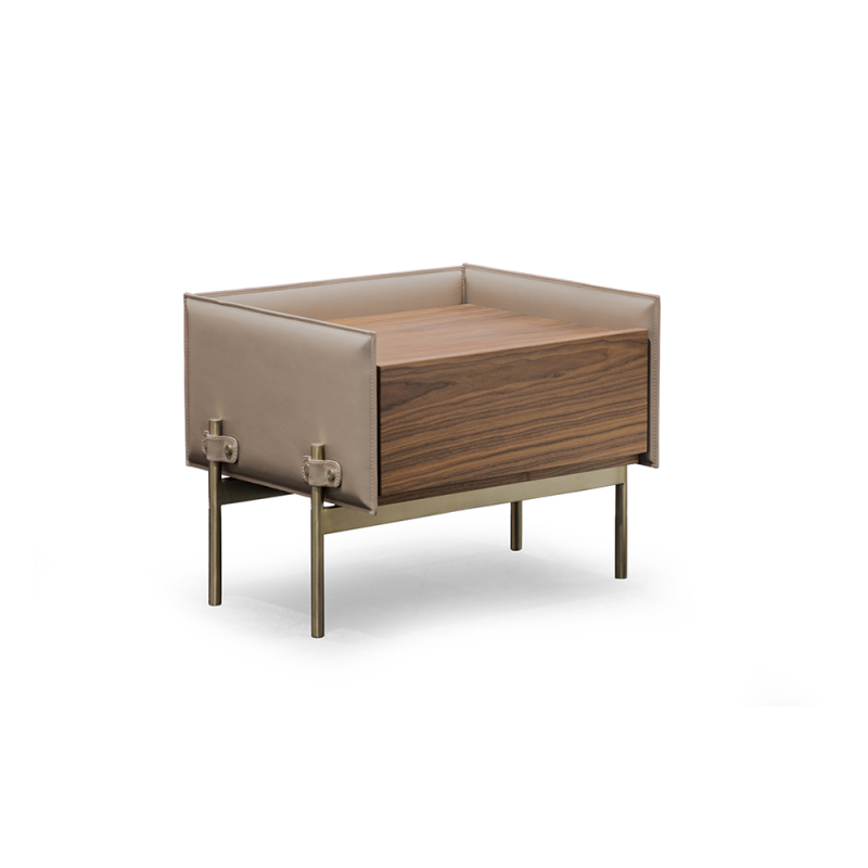 EKAR Modern Furniture - Wood Veneer Metal Hardware Bedside Table