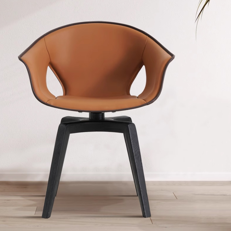 EKAR Modern Furniture - Faux Leather & Saddle Leather Dining Chair