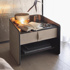 EKAR Modern Furniture - Wood Veneer Nightstand with Drawers