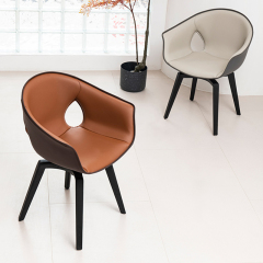 EKAR Modern Furniture - Faux Leather & Saddle Leather Dining Chair