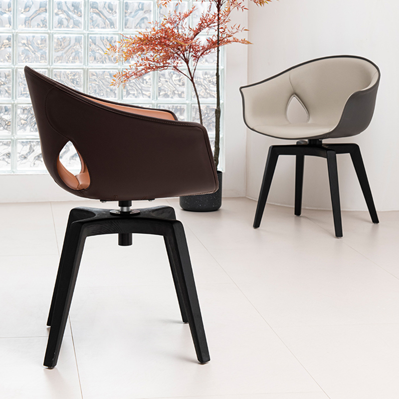 EKAR Modern Furniture - Faux Leather & Saddle Leather Dining Chair